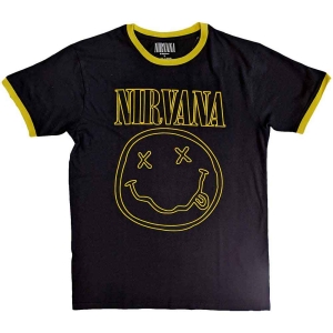 Nirvana - Outline Smiley Ringer Uni Bl    i gruppen MERCHANDISE / T-shirt / Hårdrock hos Bengans Skivbutik AB (5535362r)