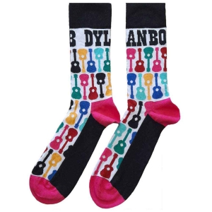 Bob Dylan - Guitar Pattern Uni Wht Socks (Eu 40-45) i gruppen MERCHANDISE /  /  hos Bengans Skivbutik AB (5536109)