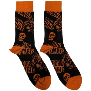 Rob Zombie - Skull Face Orange Uni Bl Socks (Eu 40-45 i gruppen MERCHANDISE / Merch / Hårdrock hos Bengans Skivbutik AB (5536184)