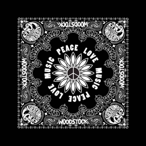 Woodstock - Peace Love Music Bandana i gruppen MERCHANDISE / Merch / Pop-Rock hos Bengans Skivbutik AB (5536349)