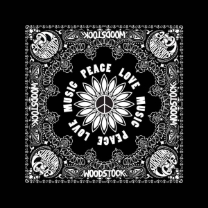 Woodstock - Peace Love Music Bandana i gruppen MERCHANDISE / Merch / Pop-Rock hos Bengans Skivbutik AB (5536349)