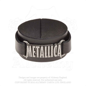 Metallica - Logo Leather Wriststrap i gruppen MERCHANDISE / Merch / Hårdrock hos Bengans Skivbutik AB (5536889)
