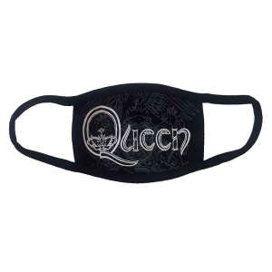 Queen - White Retro Logo Bl Face Mask i gruppen MERCHANDISE / Merch / Pop-Rock hos Bengans Skivbutik AB (5537247)