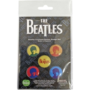 The Beatles - J,P,G&R Coloured Button Badge Pack i gruppen MERCHANDISE / Merch / Pop-Rock hos Bengans Skivbutik AB (5537487)