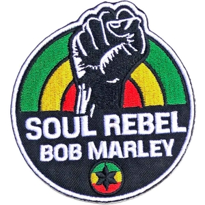 Bob Marley - Soul Rebel Woven Patch i gruppen MERCHANDISE / Tygmärke / Reggae hos Bengans Skivbutik AB (5537773)