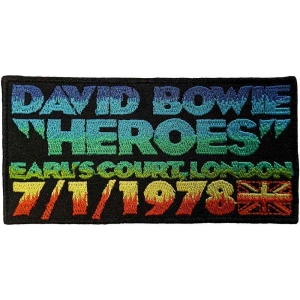 David Bowie - Heroes Earls Court Woven Patch i gruppen MERCHANDISE / Tygmärke / Pop-Rock hos Bengans Skivbutik AB (5537816)