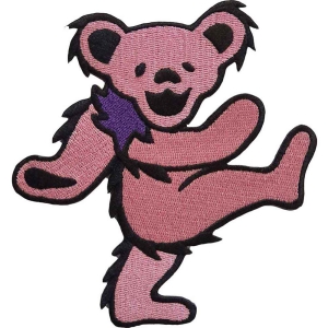 Grateful Dead - Pink Dancing Bear Woven Patch i gruppen MERCHANDISE / Merch / Pop-Rock hos Bengans Skivbutik AB (5537920)
