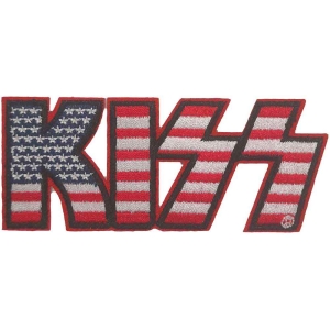 Kiss - American Flag Logo Woven Patch i gruppen MERCHANDISE / Merch / Hårdrock hos Bengans Skivbutik AB (5538046)