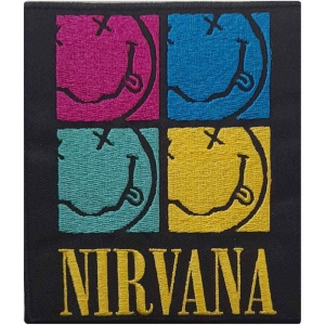 Nirvana - Smiley Squares Woven Patch i gruppen MERCHANDISE / Merch / Hårdrock hos Bengans Skivbutik AB (5538222)