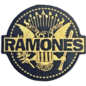 Ramones - Gold Seal Woven Patch i gruppen MERCHANDISE / Tygmärke / Punk hos Bengans Skivbutik AB (5538334)