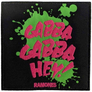 Ramones - Gabba Gabba, Hey Woven Patch i gruppen MERCHANDISE / Tygmärke / Punk hos Bengans Skivbutik AB (5538336)
