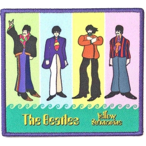 The Beatles - Band In Stripes Woven Patch i gruppen MERCHANDISE / Merch / Pop-Rock hos Bengans Skivbutik AB (5538534)