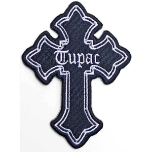 Tupac - Cross Woven Patch i gruppen MERCHANDISE / Tygmärke / Hip Hop-Rap hos Bengans Skivbutik AB (5538588)