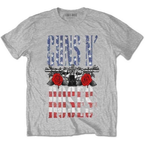 Guns N Roses - Us Flag In Logo Uni Grey    S i gruppen MERCHANDISE / T-shirt / Hårdrock hos Bengans Skivbutik AB (5542246r)