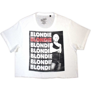 Blondie - Stacked Logo Lady Wht Crop Top:  i gruppen MERCHANDISE / T-shirt / Pop-Rock hos Bengans Skivbutik AB (5543152r)