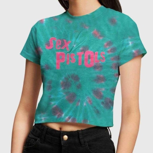 Sex Pistols - Logo Lady Green Dip-Dye Crop Top:  i gruppen MERCHANDISE / T-shirt / Punk hos Bengans Skivbutik AB (5543187r)