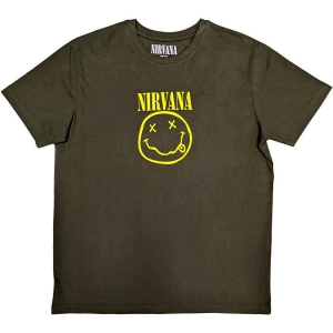 Nirvana - Yellow Happy Face Uni Green  i gruppen MERCHANDISE / T-shirt / Nyheter / Pop-Rock hos Bengans Skivbutik AB (5546463r)