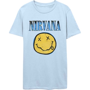 Nirvana - Xerox Happy Face Blue Uni Lht Blue  i gruppen MERCHANDISE / T-shirt / Nyheter / Pop-Rock hos Bengans Skivbutik AB (5546480r)