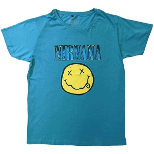 Nirvana - Xerox Happy Face Blue Uni Turq i gruppen MERCHANDISE / T-shirt / Nyheter / Pop-Rock hos Bengans Skivbutik AB (5546482r)