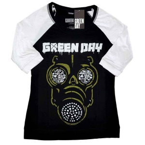 Green Day - Green Mask Lady Bl/Wht Raglan i gruppen MERCHANDISE / T-shirt / Nyheter / Punk hos Bengans Skivbutik AB (5547132r)