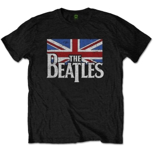 The Beatles - Drop T Logo & Vint Flag Boys T-Shirt Bl i gruppen MERCHANDISE / Merch / Nyheter / Pop-Rock hos Bengans Skivbutik AB (5548628r)