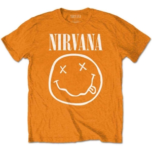 Nirvana - Happy Face Boys T-Shirt Orange i gruppen MERCHANDISE / Merch / Nyheter / Pop-Rock hos Bengans Skivbutik AB (5548769r)