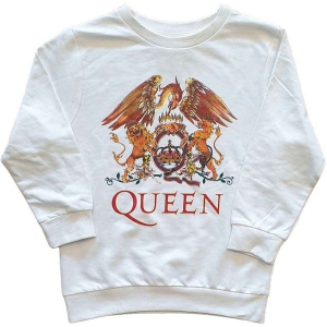 Queen - Classic Crest Boys Wht Sweatshirt i gruppen MERCHANDISE / Merch / Nyheter / Pop-Rock hos Bengans Skivbutik AB (5548801r)