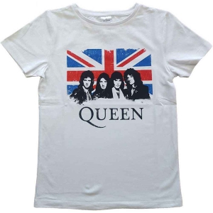 Queen - Vtge Union Jack Boyst-Shirt  Wht i gruppen MERCHANDISE / Merch / Pop-Rock hos Bengans Skivbutik AB (5548808r)