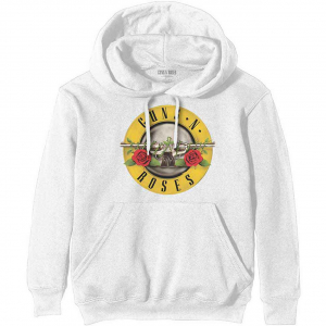 Guns N Roses - Classic Logo Uni Wht Hoodie i gruppen ÖVRIGT / Övrigt / aub hos Bengans Skivbutik AB (5552574r)