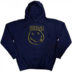 Nirvana - Inverse Happy Face Uni Navy Hoodie  i gruppen ÖVRIGT / Övrigt / aub hos Bengans Skivbutik AB (5553893r)