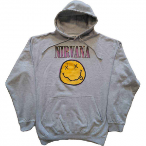 Nirvana - Xerox Happy Face Pink Grey Hoodie  i gruppen ÖVRIGT / Övrigt / aub hos Bengans Skivbutik AB (5553895r)