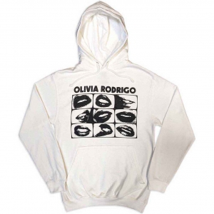 Olivia Rodrigo - Threshold Lips Grid Uni Wht Hoodie i gruppen MERCH / Kläder / Hoodies hos Bengans Skivbutik AB (5553915r)
