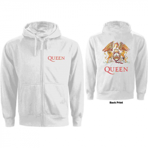 Queen - Classic Crest Lady Wht Zip Hoodie  i gruppen ÖVRIGT / Övrigt / aub hos Bengans Skivbutik AB (5553972r)