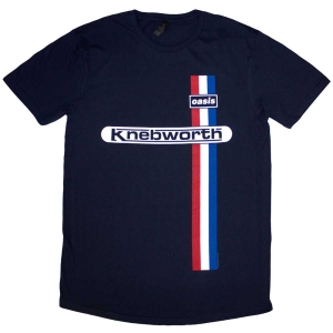 Oasis - Knebworth Vertical Stripe Navy T-Shirt i gruppen MERCHANDISE / T-shirt / Pop-Rock hos Bengans Skivbutik AB (5562794r)