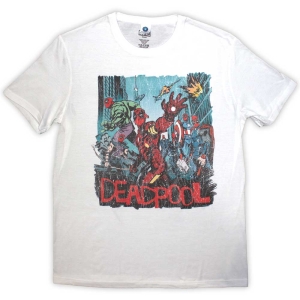 Marvel - Deadpool Hero Scene Vintage Wht T-Shirt i gruppen MERCHANDISE / T-shirt / Film-Musikal hos Bengans Skivbutik AB (5562856r)