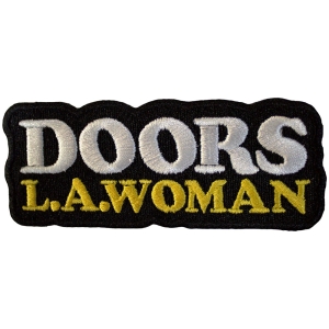 The Doors - La Woman Text Logo Bl Woven Patch i gruppen MERCHANDISE / Tygmärke / Pop-Rock hos Bengans Skivbutik AB (5581812)