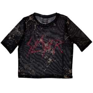 Slayer - Scratchy Logo Lady Bl Mesh Crop Top i gruppen MERCHANDISE / T-shirt / Hårdrock hos Bengans Skivbutik AB (5583051r)