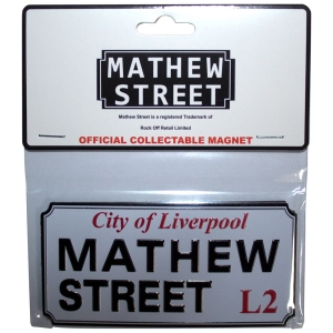 Rock Off - Mathew Street Liverpool Sign Embossed Magnet i gruppen MERCHANDISE / Magnet / Pop-Rock hos Bengans Skivbutik AB (5583945)