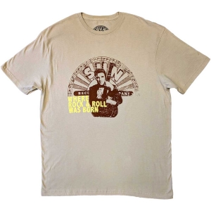 Elvis Presley - Sun Records Elvis Where R&R Was Born Uni Sand T-Shirt i gruppen MERCHANDISE / T-shirt / Pop-Rock hos Bengans Skivbutik AB (5583999r)