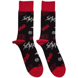 Slayer - Logos Pattern Uni Bl Socks (Size 40-44) i gruppen MERCHANDISE /  /  hos Bengans Skivbutik AB (5586312)