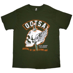 Queens Of The Stone Age - Winged Skull Uni Green T-Shirt i gruppen MERCHANDISE / T-shirt / Hårdrock hos Bengans Skivbutik AB (5586781r)