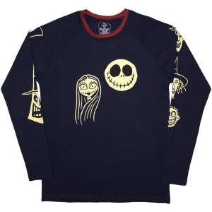 The Nightmare Before Christmas - Faces Aop Uni Navy Longsleeve i gruppen MERCHANDISE / T-shirt / Film-Musikal hos Bengans Skivbutik AB (5586790r)