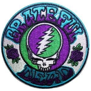 Grateful Dead - Steal Your Face Purple/Green Woven Patch i gruppen MERCHANDISE / Tygmärke / Pop-Rock hos Bengans Skivbutik AB (5587235)