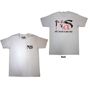 Nas - One Mic Uni Grey T-Shirt i gruppen MERCHANDISE / T-shirt / Hip Hop-Rap hos Bengans Skivbutik AB (5587290r)