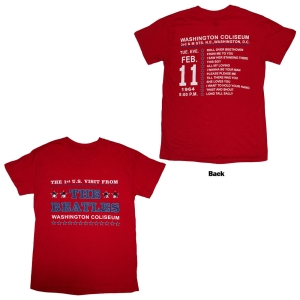 Beatles - Washington 64 Stars Setlist Uni Red T-Shirt i gruppen MERCHANDISE / T-shirt / Pop-Rock hos Bengans Skivbutik AB (5589198r)