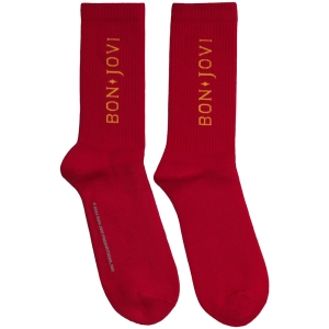 Bon Jovi - Original Logo Uni Red Socks (Eu 40-45) i gruppen MERCHANDISE / Strumpor / Pop-Rock hos Bengans Skivbutik AB (5629357)