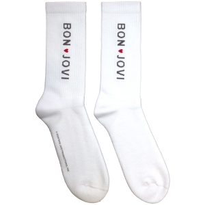 Bon Jovi - Heart Uni Wht Socks (Eu 40-45) i gruppen MERCHANDISE / Strumpor / Pop-Rock hos Bengans Skivbutik AB (5629361)