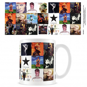 David Bowie  - Albums Collage White Pod Mug i gruppen MERCHANDISE / Mugg / Pop-Rock hos Bengans Skivbutik AB (5630223)