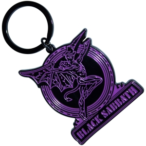 Black Sabbath - Purple Text Logo & Daemon Keychain i gruppen MERCHANDISE / Nyckelring / Hårdrock hos Bengans Skivbutik AB (5630508)