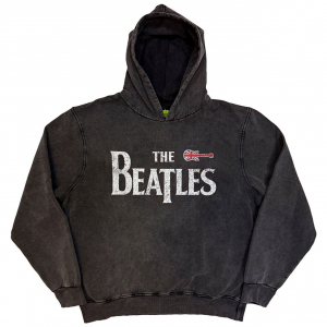Beatles - Guitar & Drop T Stone Wash Uni Char Hoodie i gruppen MERCHANDISE / Hoodies / Pop-Rock hos Bengans Skivbutik AB (5637608r)